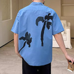 Coconut Tree Print Short Sleeve Beach Shirt