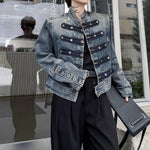 Mandarin Collar Button Detail Denim Jacket