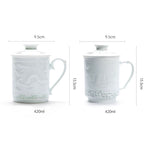 Buddha Stones Jingdezhen Linglong Porcelain Auspicious Dragon Phoenix Boat Smooth Sailing Ceramic Teacup Office Tea Cups 420ml