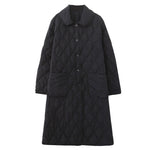 Loose Mid-length Diamond-patterned Coat