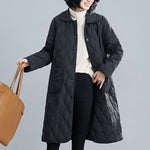 Loose Mid-length Diamond-patterned Coat