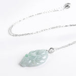 Buddha Stones Natural Jade Nine Tailed Fox Prosperity Titanium Steel Chain Necklace Pendant