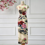 Buddha Stones Peony Flower Print Cheongsam Dress Women's Qipao (Extra 30% Off | USE CODE: FS30)