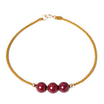Buddha Stones 14K Gold Plated Natural Cinnabar Blessing String Braided Bracelet