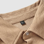 Men's Solid Color Textured Button-Down Short Sleeve Shirt
