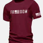 Regular Fit American Flag Freedom Print Cotton T-Shirt