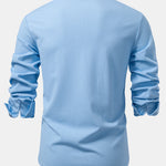 Long Sleeve Muscle Fit Ribbed Stand Collar Shirt & Straight Leg Ribbed Pants