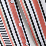 Men's color blocking striped printed casual shirt shorts set