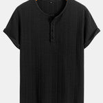 Short Sleeve Jacquard Half Open Collar T-Shirt