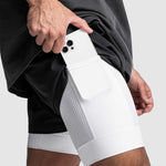 Men's Sports Fake Two-piece Double-layer Multi-pocket  Drying Sweat-wicking Breathable Causal Running Fitness Shorts