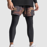 Men's Breathable Fake Two-Piece Trunks Sports Fitness Quick-Drying Casual Elastic  Pants