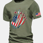 Regular Fit Fighter Jets USA Flag Print Cotton T-Shirt