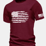 Regular Fit American Flag Print Cotton T-Shirt