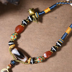 Buddha Stones Handmade Buddha Snake Skull Head Dzi Bead Serenity Rope Necklace Pendant (Extra 35% Off | USE CODE: FS35)