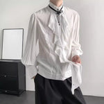 French Retro-fitted Ruffle Draped Shirt