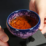 Buddha Stones Colorful Iris Flowers Chinese Jianzhan Kiln Change Porcelain Teacup Tenmoku Kung Fu Tea Cup