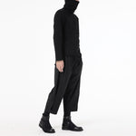 Dark Long-sleeved Pullover Turtleneck T-shirt