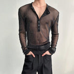 Glittery Sheer Long-Sleeved T-Shirt