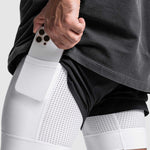 Men's Sports Fake Two-piece Double-layer Multi-pocket  Drying Sweat-wicking Breathable Causal Running Fitness Shorts