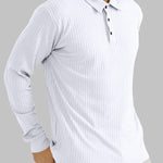 Men's solid color texture business casual POLO long-sleeved T-shirt