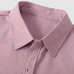 Men's solid color Cotton-linen button casual short-sleeved shirt