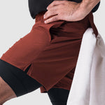 Men's fake two-piece multi-pocket quick-drying sports shorts