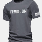 Regular Fit American Flag Freedom Print Cotton T-Shirt