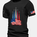 Regular Fit Fighter Jets With USA Flag Print Cotton T-Shirt