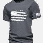 Regular Fit American Flag Print Cotton T-Shirt
