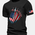Regular Fit Fighter Jets USA Flag Print Cotton T-Shirt