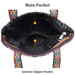 Buddha Stones Elephant Butterfly Embroidered Large Capacity Canvas Tote Bag Shoulder Bag