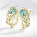 Bohemian Gold Design Turquoise Leaf Earrings