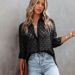 Zeagoo Long Sleeve Button Up Shirt Summer Sheer Tulle Top for Women Casual Loose Business Casual 2026 | Under