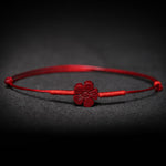 Buddha Stones Handmade Plum Blossom Four Leaf Clover PiXiu Lotus Koi Fish Cinnabar Blessing Braid Bracelet