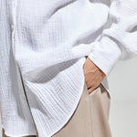 Zeagoo Solid Color Long Sleeve Cotton Crepe Shirt for Women Casual Work Office Loose Fit 2026 | Under