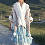 Buddha Stones Tibetan Multicolored Wavy Lines Knitted Striped Shawl Coat Winter Cozy Travel Scarf Wrap
