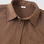 Men's Solid cotton casual lapel solid color short-sleeved shirt