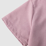 Men's solid color Cotton-linen button casual short-sleeved shirt