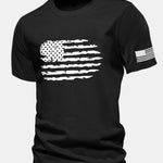 Regular Fit American Flag Print Cotton T-Shirt