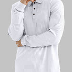 Men's solid color texture business casual POLO long-sleeved T-shirt