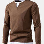 Long Sleeve 2 In 1 Notched Collar T-Shirt