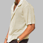 Men's hollow-out design Knit Casual  Button-Up Shirt