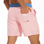 2 In 1 Solid Color Drawstring Swim Shorts With Pocket