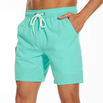 2 In 1 Solid Color Drawstring Swim Shorts