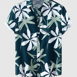Men's Hawaiian vacation style floral print button down short sleeve shirt