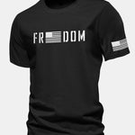 Regular Fit American Flag Freedom Print Cotton T-Shirt