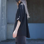 Button-down Loose Casual Black Shirt