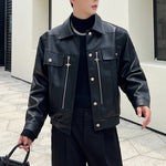 Retro Zipper Short PU Leather Jacket