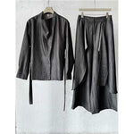 Irregular Slanted Placket Shirt and Trousers Two-piece set