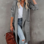 Zeagoo Women's Casual Long Sleeve Draped Open Front Knit Pockets Long Cardigan Jackets Sweater